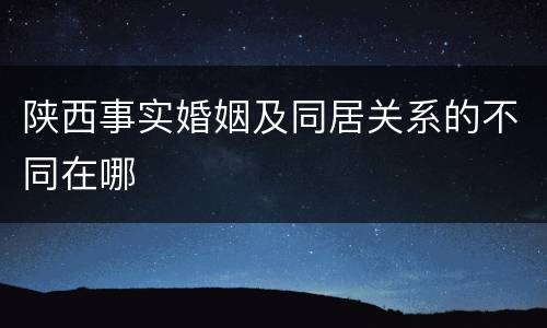 陕西事实婚姻及同居关系的不同在哪