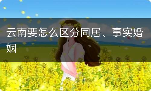 云南要怎么区分同居、事实婚姻