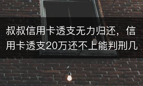 叔叔信用卡透支无力归还，信用卡透支20万还不上能判刑几年