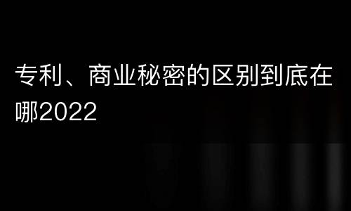 专利、商业秘密的区别到底在哪2022
