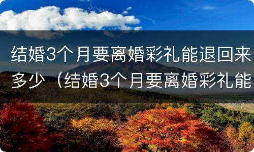 结婚3个月要离婚彩礼能退回来多少（结婚3个月要离婚彩礼能退回来多少钱）