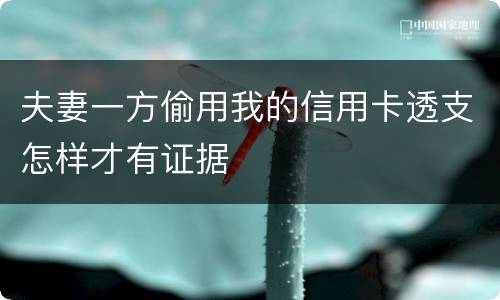 夫妻一方偷用我的信用卡透支怎样才有证据