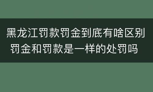 黑龙江罚款罚金到底有啥区别 罚金和罚款是一样的处罚吗