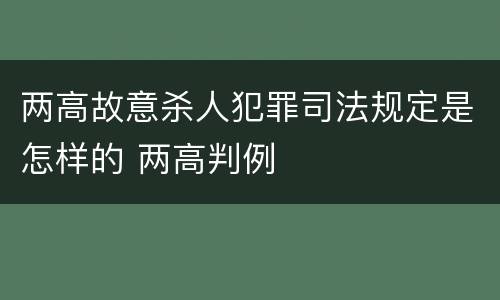 两高故意杀人犯罪司法规定是怎样的 两高判例