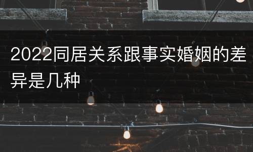 2022同居关系跟事实婚姻的差异是几种