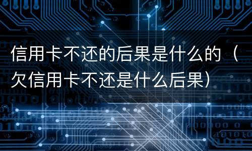 信用卡不还的后果是什么的（欠信用卡不还是什么后果）