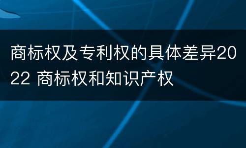 商标权及专利权的具体差异2022 商标权和知识产权
