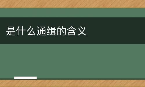 是什么通缉的含义