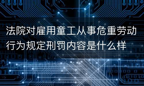 法院对雇用童工从事危重劳动行为规定刑罚内容是什么样