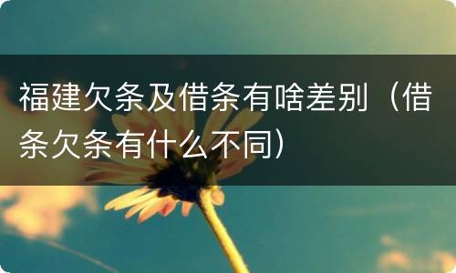 福建欠条及借条有啥差别（借条欠条有什么不同）