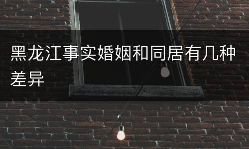 黑龙江事实婚姻和同居有几种差异