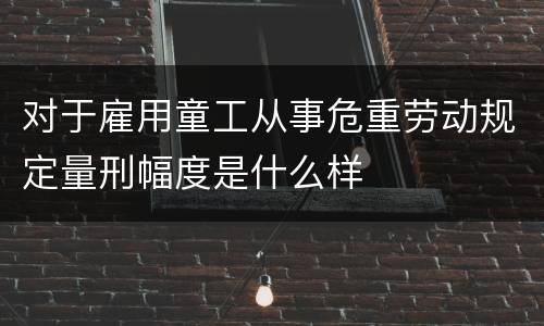 对于雇用童工从事危重劳动规定量刑幅度是什么样