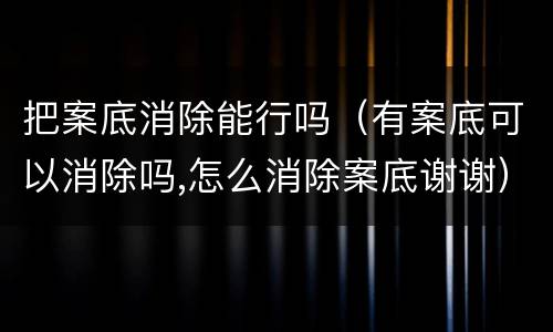 把案底消除能行吗（有案底可以消除吗,怎么消除案底谢谢）