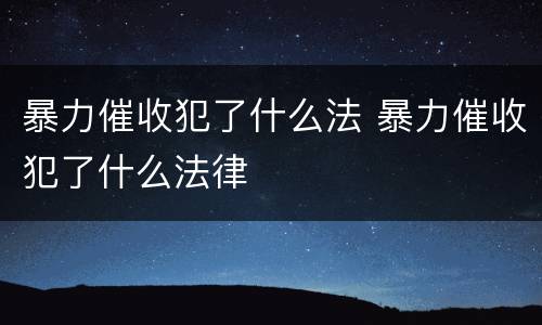 暴力催收犯了什么法 暴力催收犯了什么法律