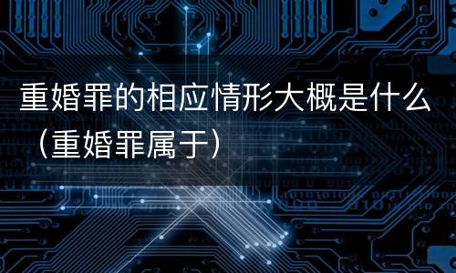 重婚罪的相应情形大概是什么（重婚罪属于）