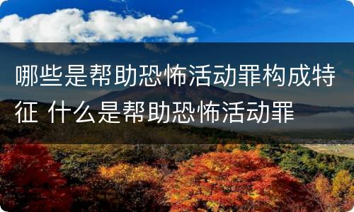 哪些是帮助恐怖活动罪构成特征 什么是帮助恐怖活动罪