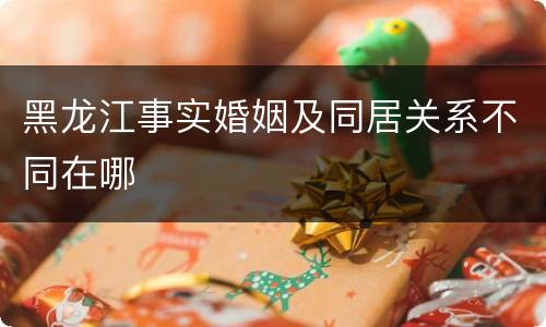 黑龙江事实婚姻及同居关系不同在哪