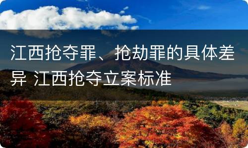 江西抢夺罪、抢劫罪的具体差异 江西抢夺立案标准