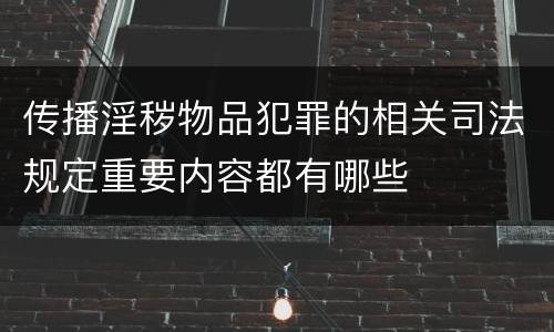 传播淫秽物品犯罪的相关司法规定重要内容都有哪些