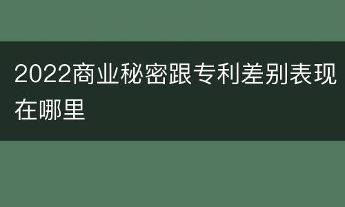 2022商业秘密跟专利差别表现在哪里