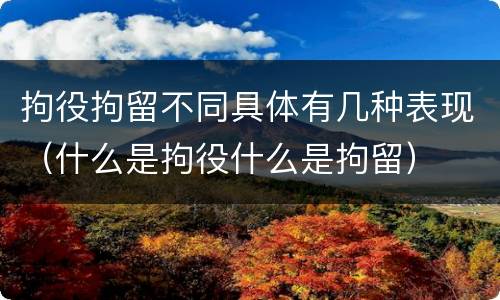 拘役拘留不同具体有几种表现（什么是拘役什么是拘留）