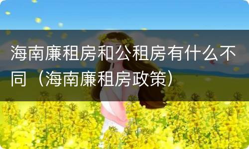 海南廉租房和公租房有什么不同（海南廉租房政策）