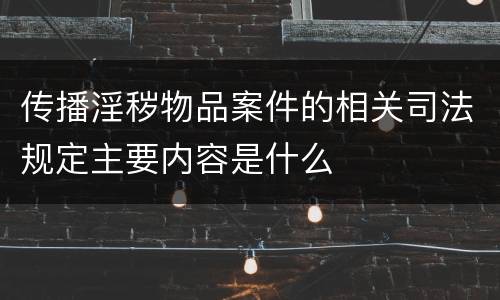传播淫秽物品案件的相关司法规定主要内容是什么