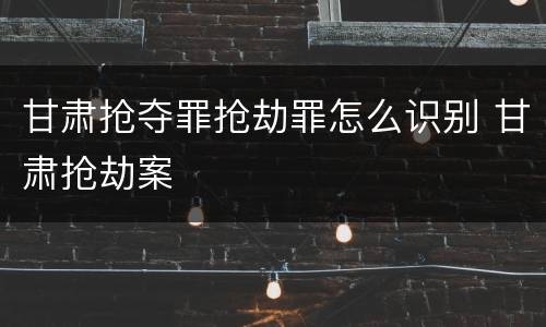 甘肃抢夺罪抢劫罪怎么识别 甘肃抢劫案