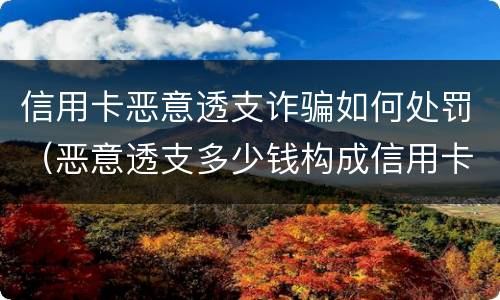 信用卡恶意透支诈骗如何处罚（恶意透支多少钱构成信用卡诈骗罪）
