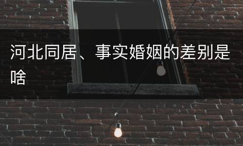 河北同居、事实婚姻的差别是啥