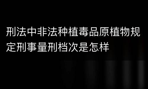 刑法中非法种植毒品原植物规定刑事量刑档次是怎样