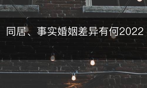 同居、事实婚姻差异有何2022