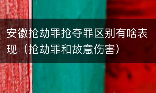 安徽抢劫罪抢夺罪区别有啥表现（抢劫罪和故意伤害）