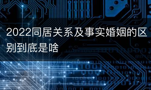 2022同居关系及事实婚姻的区别到底是啥