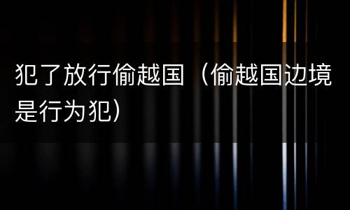 犯了放行偷越国（偷越国边境是行为犯）