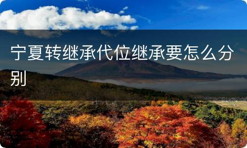 宁夏转继承代位继承要怎么分别