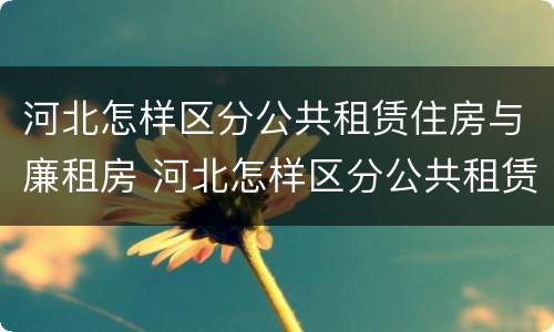 河北怎样区分公共租赁住房与廉租房 河北怎样区分公共租赁住房与廉租房呢