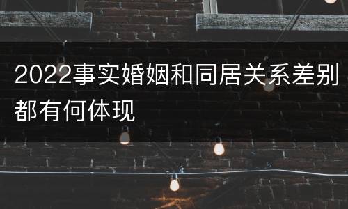 2022事实婚姻和同居关系差别都有何体现