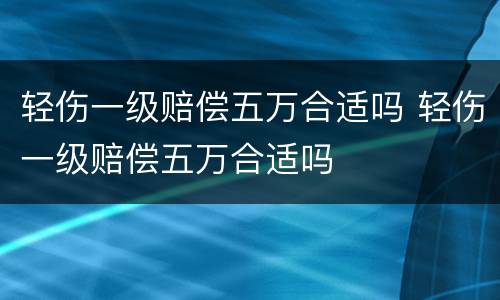 轻伤一级赔偿五万合适吗 轻伤一级赔偿五万合适吗