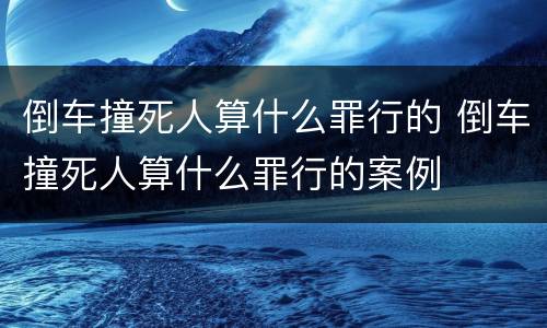 倒车撞死人算什么罪行的 倒车撞死人算什么罪行的案例