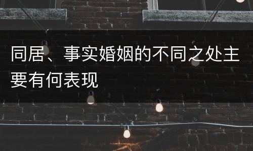 同居、事实婚姻的不同之处主要有何表现