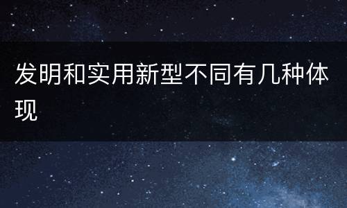 发明和实用新型不同有几种体现