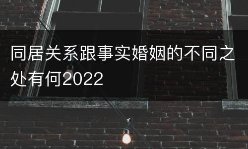 同居关系跟事实婚姻的不同之处有何2022