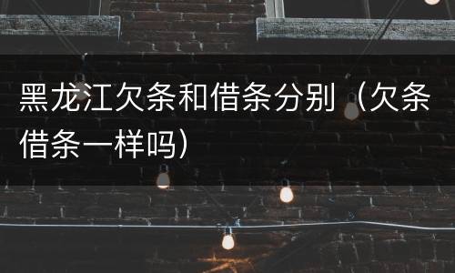 黑龙江欠条和借条分别（欠条借条一样吗）
