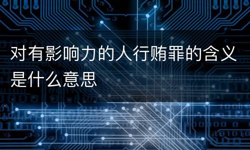 对有影响力的人行贿罪的含义是什么意思