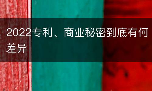 2022专利、商业秘密到底有何差异