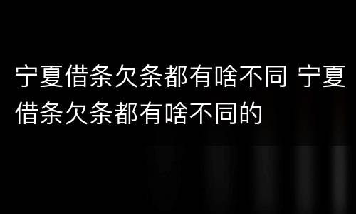 宁夏借条欠条都有啥不同 宁夏借条欠条都有啥不同的