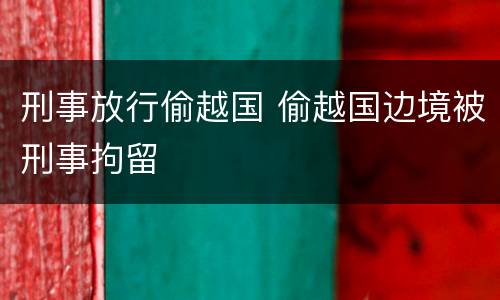 刑事放行偷越国 偷越国边境被刑事拘留