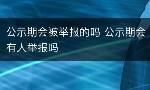 公示期会被举报的吗 公示期会有人举报吗