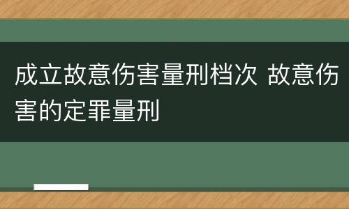 成立故意伤害量刑档次 故意伤害的定罪量刑